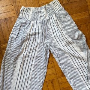 April Cornell beach pants/coverup in light blue and white stripes